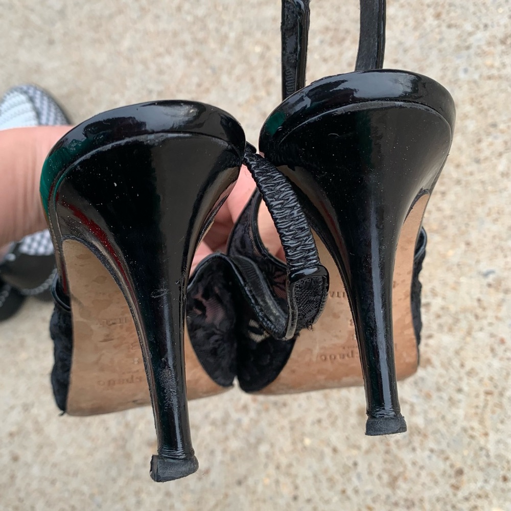 Kate Spade Black Lace Slingback Heels 8 - Picture 5 of 7